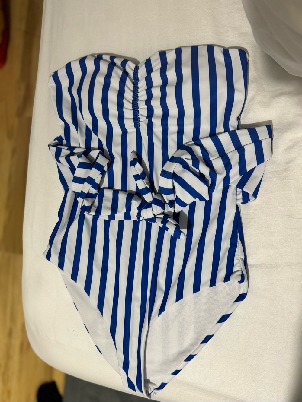 Blue and White Striped One-Piece Swimsuit